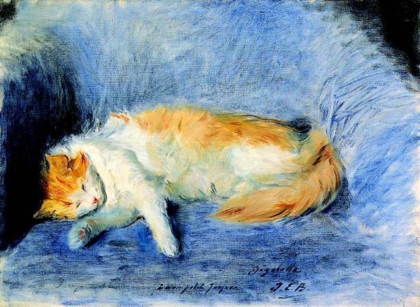Sleeping Cat by Jacques Emile Blanche Oil Painting Reproductions