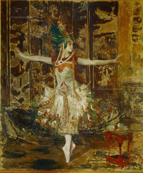 Tamara Karsavina Dancing In L'oiseau De Feu Ballet By Igor Stravinsky by Jacques Emile Blanche Oil Painting Reproductions