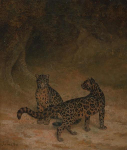Clouded Leopards by Jacques-laurent Agasse