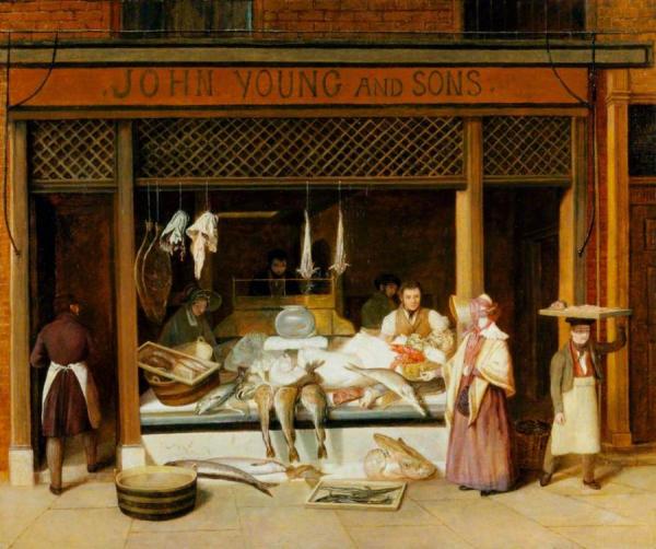 The Fishmonger Shop by Jacques-laurent Agasse Oil Painting Reproductions
