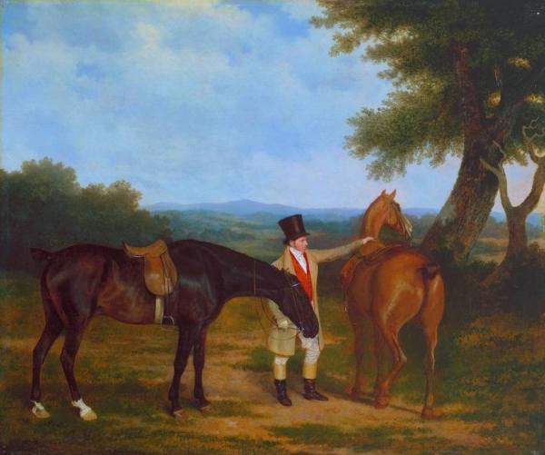 Two Hunters With A Groom by Jacques-laurent Agasse