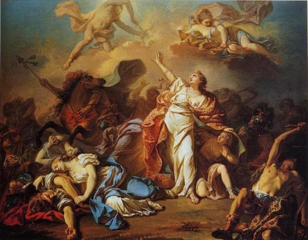 Diana And Apollo Piercing Niobe's Children With Their Arrows by Jacques Louis David