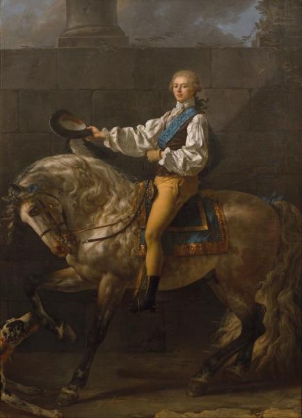 Equestrian Portrait Of Stanislaw Kostka Potocki by Jacques Louis David