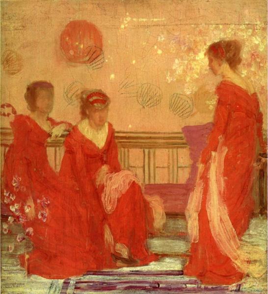 Harmony In Flesh Colour And Red by James Abbott Mcneill Whistler