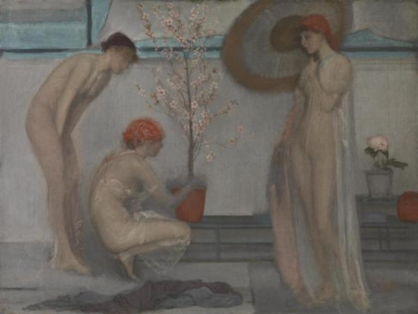 Three Figures, Pink And Grey,1868-78 by James Abbott Mcneill Whistler
