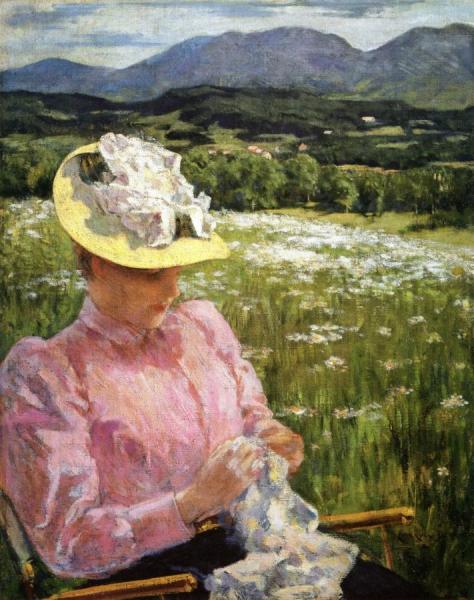 Lady Sewing by James Carroll Beckwith Oil Painting Reproductions