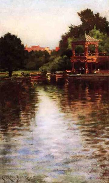 The Boathouse In Central Park by James Carroll Beckwith Oil Painting Reproductions