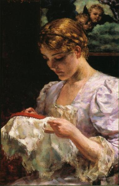 The Embroiderer by James Carroll Beckwith
