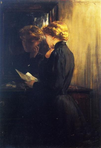 The Letter by James Carroll Beckwith Oil Painting Reproductions