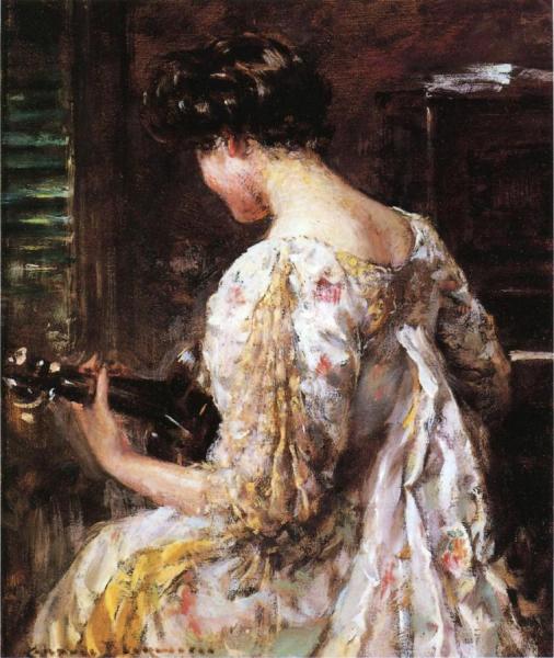 Woman With Guitar by James Carroll Beckwith