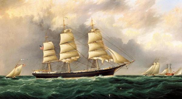 A Ship's Portrait Near Sandy Hook by James Edward Buttersworth Oil Painting Reproductions