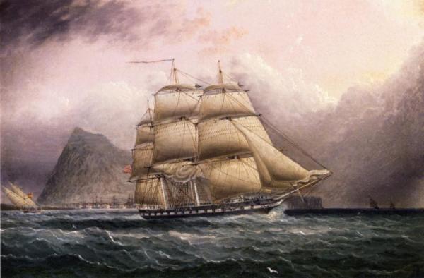 American Frigate Off Gilbraltar by James Edward Buttersworth