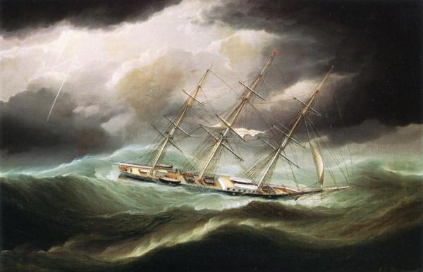 Clipper Ship In Heavy Seas by James Edward Buttersworth