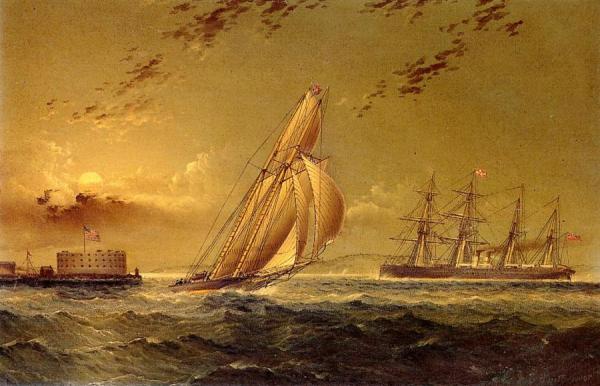 English Steamer Off Staten Island by James Edward Buttersworth