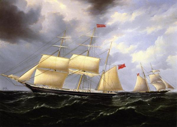 'josephine' With 'ariel' Behind by James Edward Buttersworth