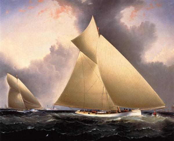 'mayflower' Leading 'galatea', America's Cup 1886 by James Edward Buttersworth