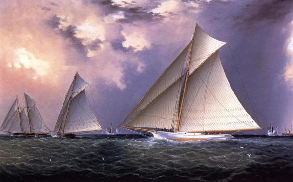 'mischief' And 'gracie' America's Cup Trial Race, 1881 by James Edward Buttersworth Oil Painting Reproductions