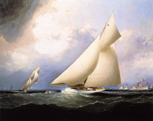 'puritan' Leading 'genesta', America's Cup, 1885 by James Edward Buttersworth