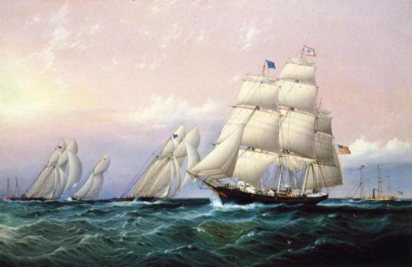 Racing Off Sandy Hook by James Edward Buttersworth