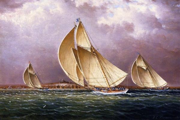 Sailing In Boston Harbor by James Edward Buttersworth Oil Painting Reproductions