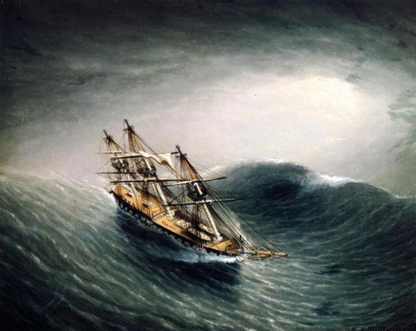 Schooner In A Stormy Sea by James Edward Buttersworth