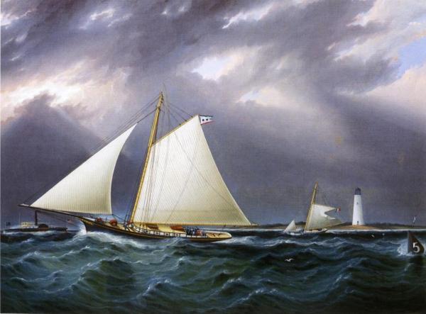 The Match Between The Yachts 'vision' And 'meta' - Rough Weather by James Edward Buttersworth