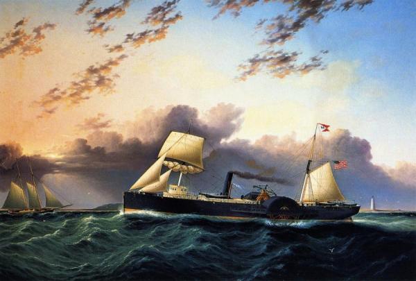 The Steam And Sail Ship by James Edward Buttersworth