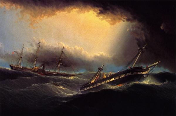 The "washington" Rescuing The Passengers And Crew Of The "winchester" by James Edward Buttersworth