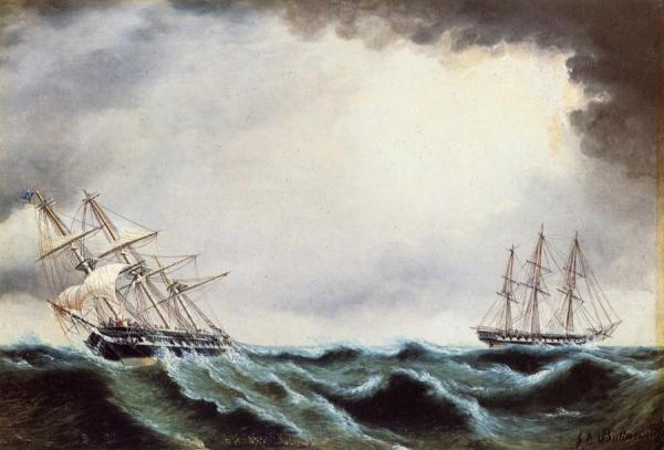 Two Clipper Ships by James Edward Buttersworth