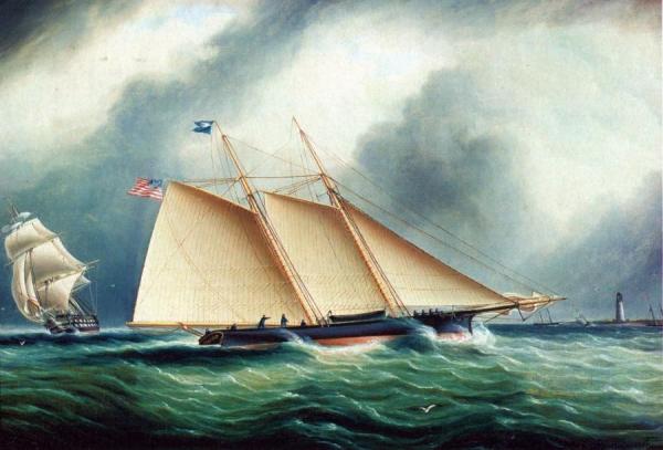 Yacht 'dauntless' In A Full Breeze by James Edward Buttersworth