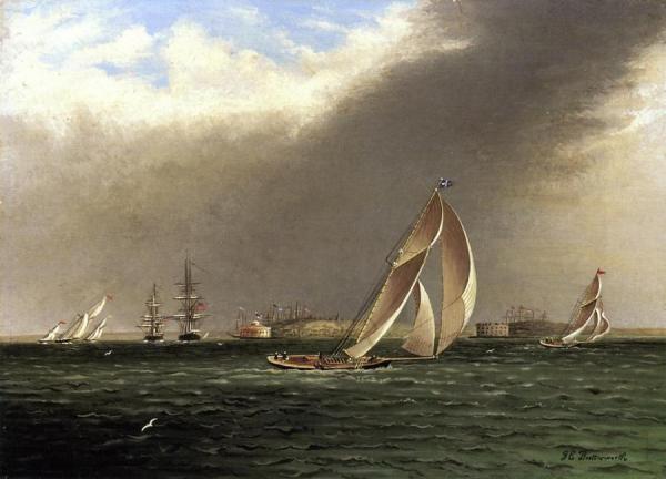 Yacht Racing Off Castle Garden, New York by James Edward Buttersworth