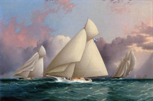 Yacht 'sappho' Beating To The Wind by James Edward Buttersworth