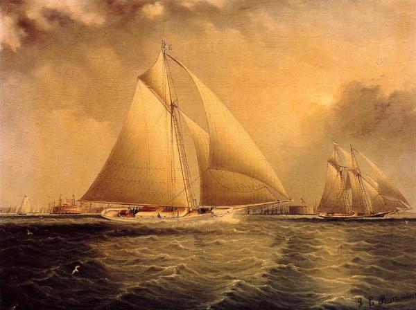 Yachting In New York Harbor by James Edward Buttersworth