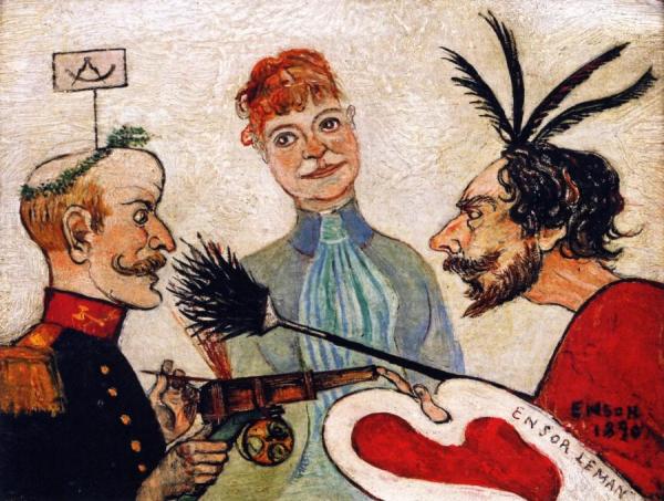 Ensor And Leman Discussing Painting by James Ensor Oil Painting Reproductions