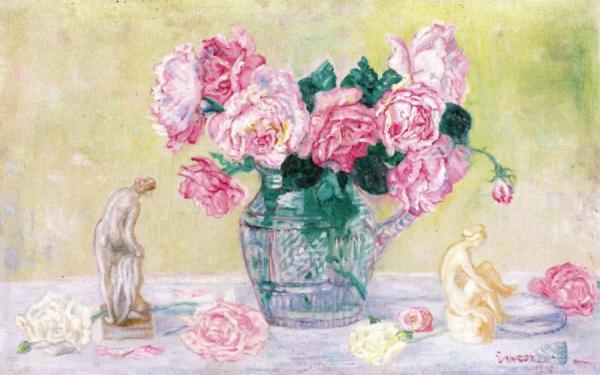 Roses And Tanagra Figurines by James Ensor