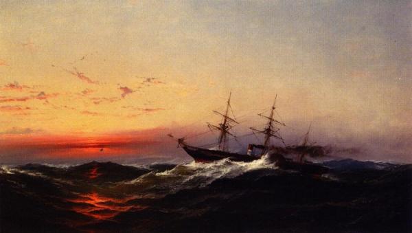 James Hamilton Sunset On A Rough Sea