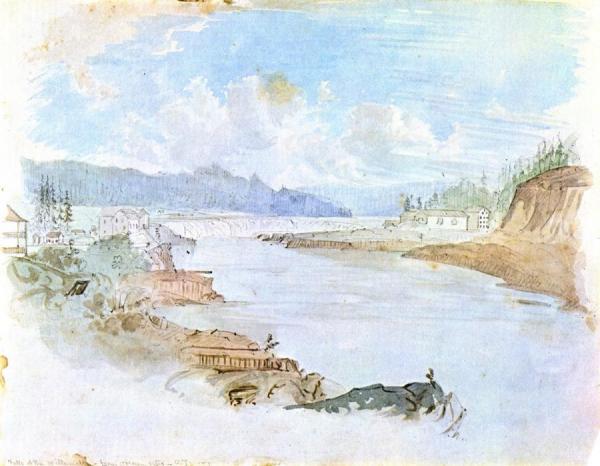 Falls Of The Willamette From Oregon City, Oregon Territory by James Madison Alden