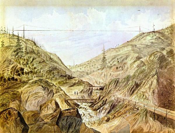 Suspension Flume, Cañon Near Murhy's Diggings, California by James Madison Alden