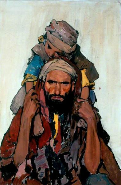 Arab Man With A Child by James Mcbey