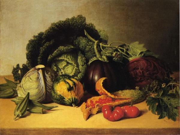 James Peale Still Life: Balsam Apples And Vegetables