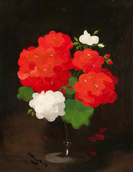 Flower Study, Red And White Geraniums by James Stuart Park