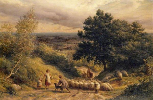 Driving Sheep: A View From Reigate, Surrey by James Thomas Linnell