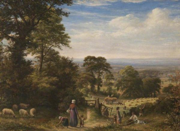 James Thomas Linnell Thro' The Fields, A Landscape At Harvest Time