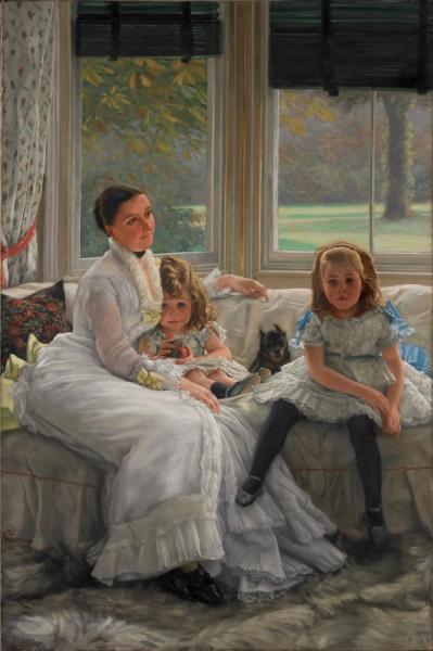 Portrait Of Mrs Catherine Smith Gill And Two Of Her Children by James Tissot