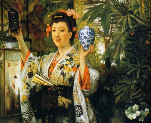 Young Lady Holding Japanese Objects by James Tissot Oil Painting Reproductions