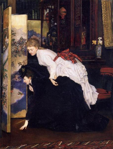 Young Women Looking At Japanese Objects by James Tissot