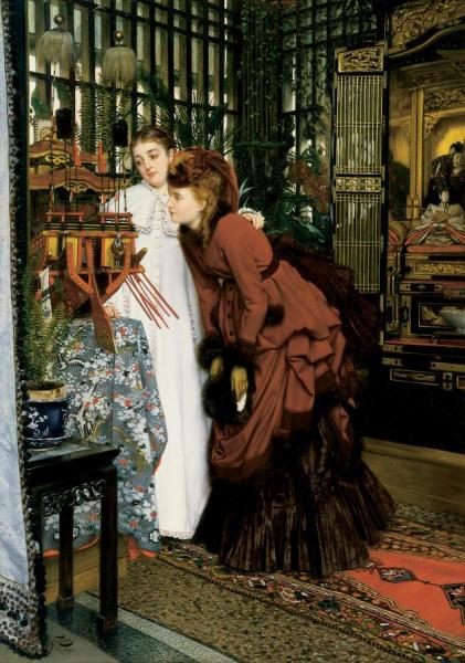 Young Women Looking At Japanese Objects by James Tissot
