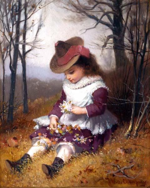 Picking Flowers by James Wells Champney Oil Painting Reproductions