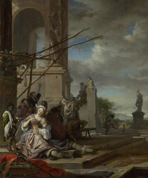 An Italian Courtyard by Jan Baptist Weenix Oil Painting Reproductions