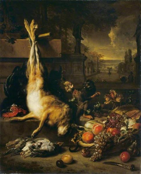 Jan Baptist Weenix Dead Hare, Fruit And Monkey